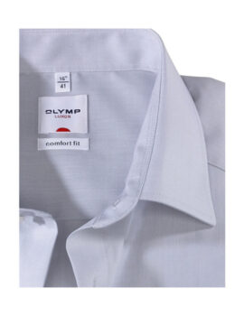 Olymp Luxor Cotton Half Sleeve ‘Chambray’ Grey Shirt. Comfort fit