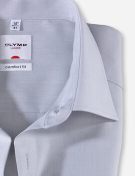 Olymp Luxor Long Sleeve Grey Chambray Fabric Shirt. Comfort Fit