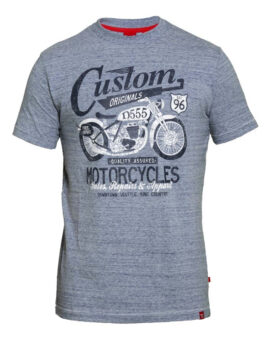 Duke Blue ‘Custom’ Motorbike Chest Print Tee Shirt. 6XL Available.