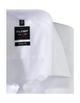Olymp Level 5 Body Fit White Long Sleeve Stretch Shirt