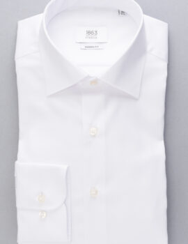 Eterna 1863 Premium Quality White Two Ply Cotton Long Sleeve Shirt. Modern Fit