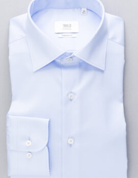 Eterna’1863′ Premium Long Sleeve Blue Shirt. Two Ply Cotton. Modern Fit