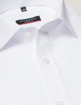 Eterna White Double Cuff Long Sleeve Shirt. Modern Fit