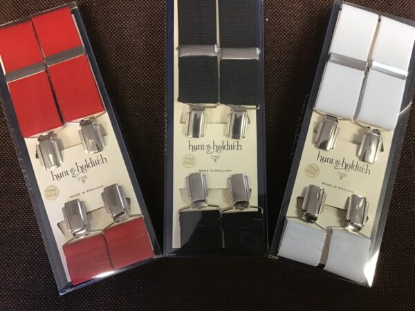 Clip On Braces in Black, Red and White. Medium to 4XL