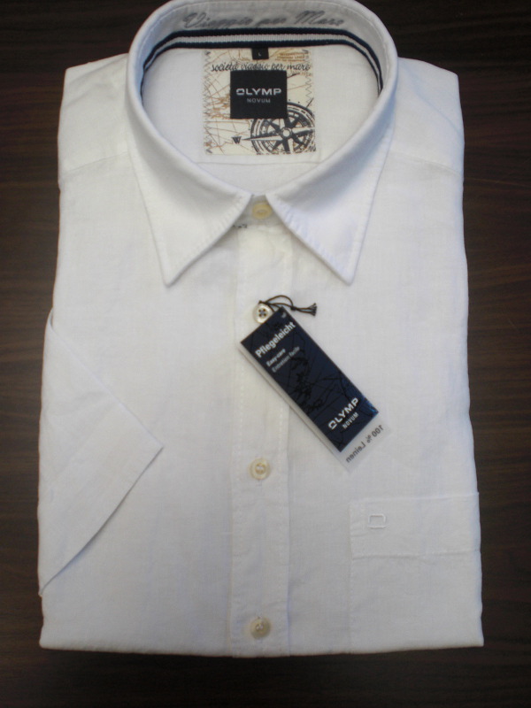 Olymp 100% Linen White Half Sleeve Shirt. 3XL Modern Fit - 3XLarge