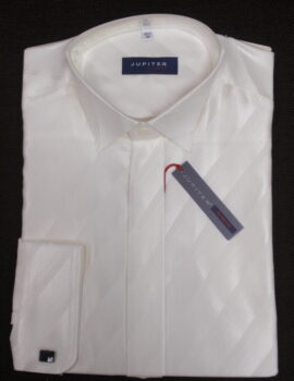 Jupiter Cream Wing Collar Dress Shirt. Diagonal Satin Pattern.15.5″ Left