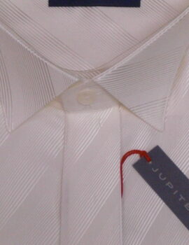 Jupiter Cream Wing Collar Dress Shirt. Diagonal Satin Pattern.15.5″ Left