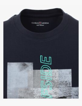 Casa Moda Navy Printed Tee Shirt. 4XL to 5XL Available