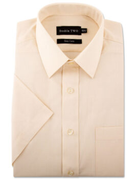 Double Two Cream Short Sleeve Cotton Blend Shirt. Classic Fit