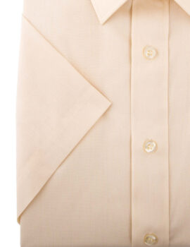 Double Two Cream Short Sleeve Cotton Blend Shirt. Classic Fit
