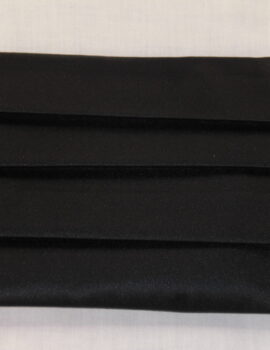 Black Polyester Satin Cummerbund. 32″ – 44″ waist Available.