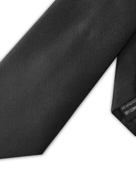 Knightsbridge Black Microgrid Extra Long Polyester Tie.