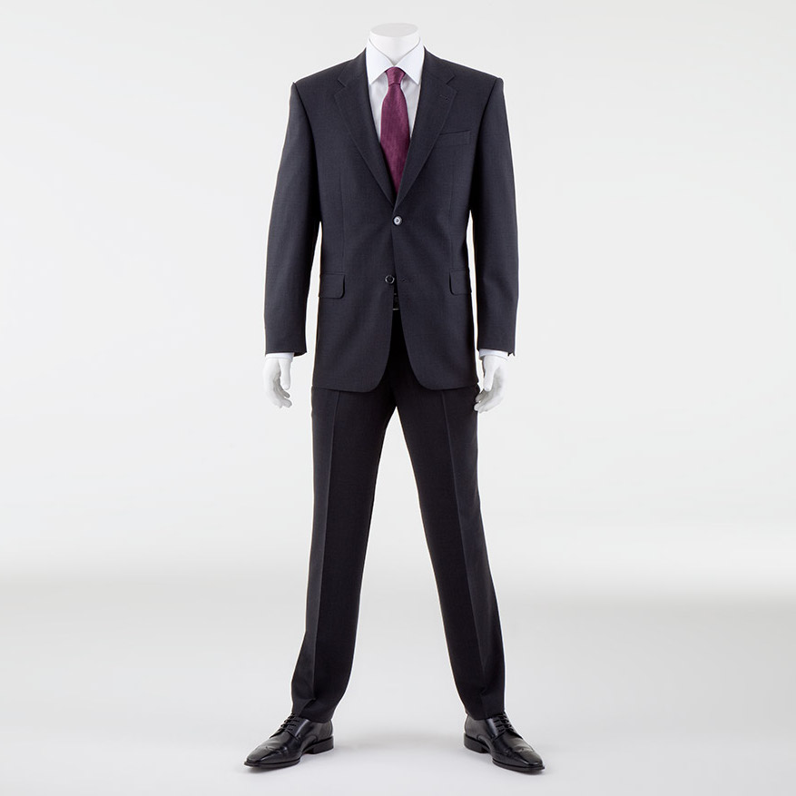 Charcoal Quality Plain Wool Mixture Suit Trouser Plain Front