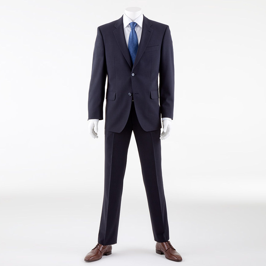 Navy Quality Plain Wool Mixture Suit Trouser Plain Front