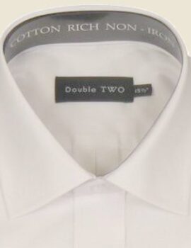 Double Two Cotton Rich Cream Long Sleeve Shirt. Classic Fit