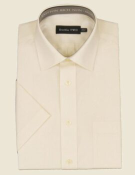 Double Two Cotton Rich Cream Short Sleeve Shirt.