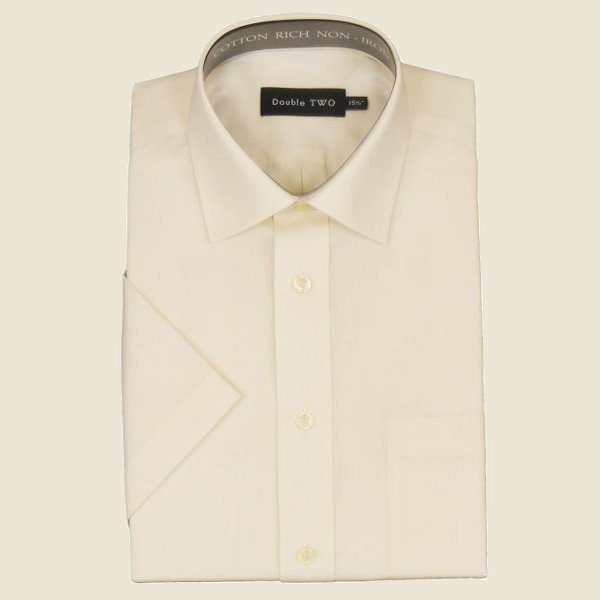 Cotton Rich Classic Shirt Cream Short Sleeve