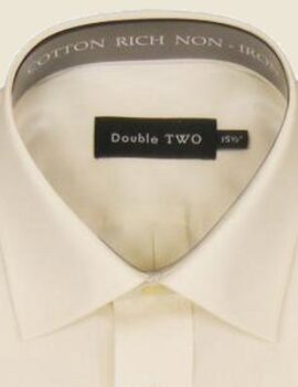 Double Two Cotton Rich Cream Short Sleeve Shirt.