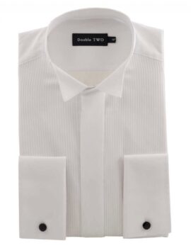Double Two Cotton Rich Ribbed Wing Collar Dress Shirt .
