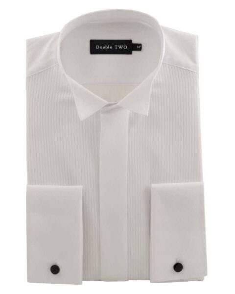 Double Two Cotton Rich Ribbed Wing Collar Dress Shirt
