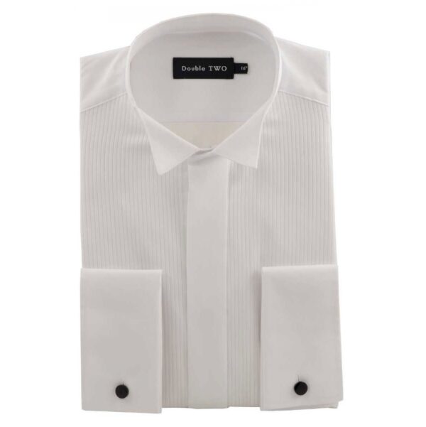 Double Two Cotton Rich Ribbed Wing Collar Dress Shirt
