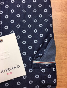 Giordano Blue Patterned Long Sleeve Shirt with Trim.Modern Fit. Size 2XL