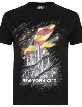 Kam Black ‘New York’ Printed Short Sleeve Tee Shirt. Size1XL