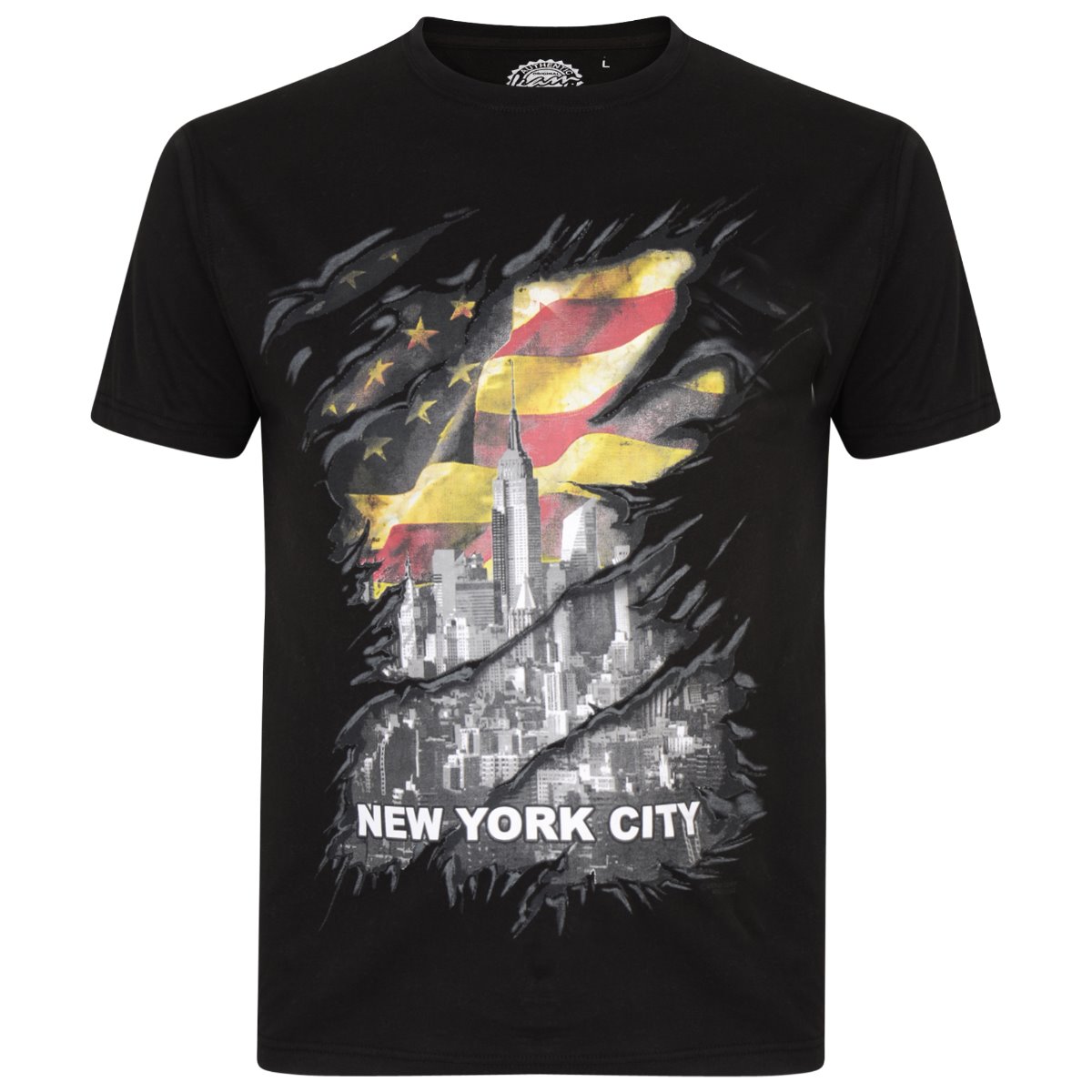 Kam Black 'New York' Printed Short Sleeve Tee Shirt. Size1XL
