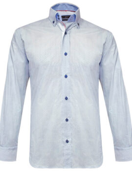 Jiggler Lord Berlue Grey/White Long Sleeve Print Shirt With Contrast Trim.