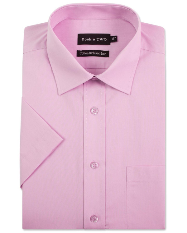 Double Two Pink Cotton Rich Short Sleeve Shirt