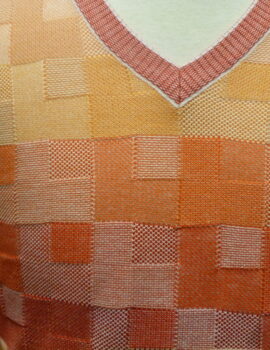 Montechairo Of Italy Red and Peach Coloured V Neck Cotton Rich Knitwear. Size 2XL