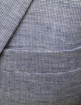 Scott Linen Blend Single Breasted Blue Slub Effect Jacket. Size Reg 50”