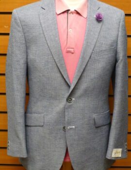 Scott Linen Blend Single Breasted Blue Slub Effect Jacket. Size Reg 50”