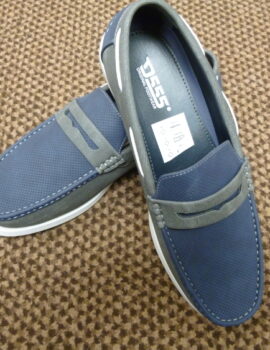Classic Navy And Grey Slip On Boat Shoe. Size UK 14