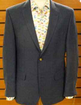 Santinelli Pure Linen Navy Jacket With Contrast Buttons.Up to Size 54″ Chest