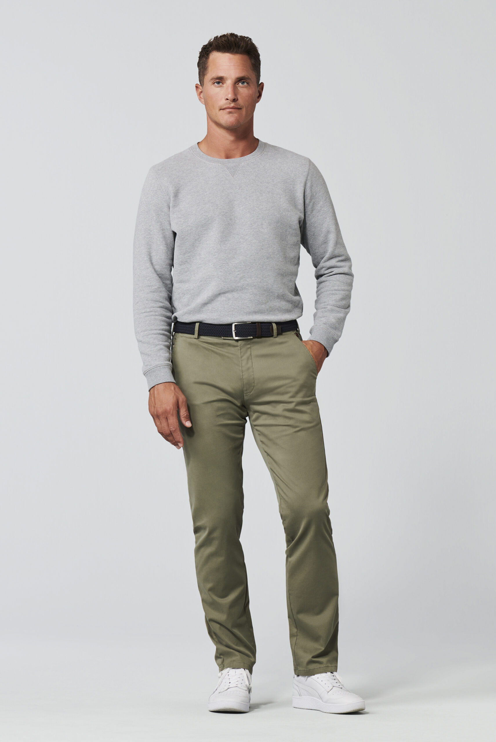 Meyer Green Fairtrade Cotton Chinos. Roma Style
