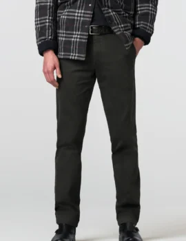 Meyer Charcoal Autumn Weight Stretch Cotton Chino Trousers