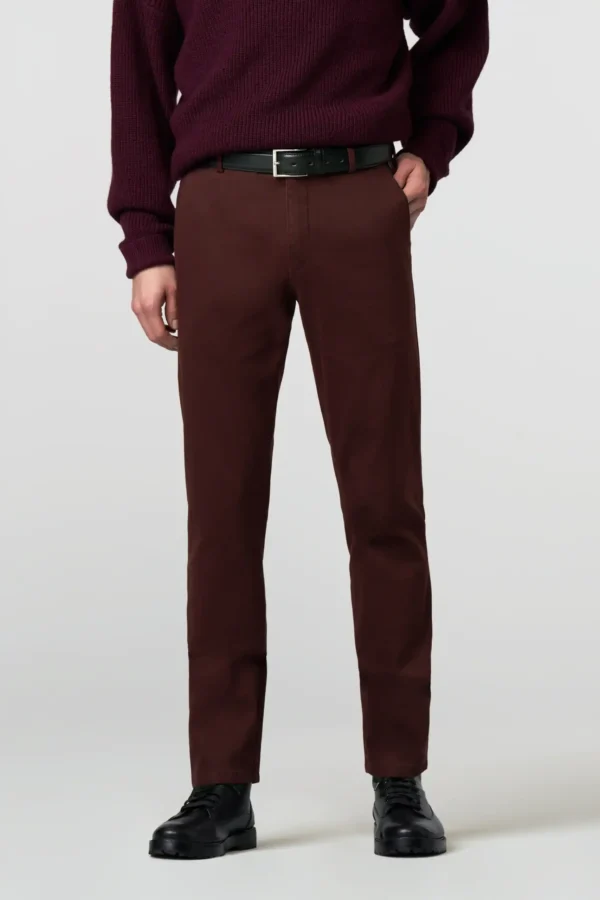 Meyer Burgundy Autumn Weight Stretch Cotton Chino Trousers