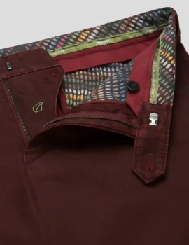 Meyer Burgundy Autumn Weight Stretch Cotton Chino Trousers