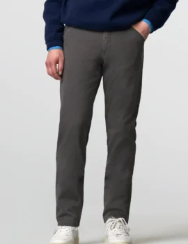 Meyer Trousers Mid Grey Fine Micro Autumn Cotton .Style Chicago