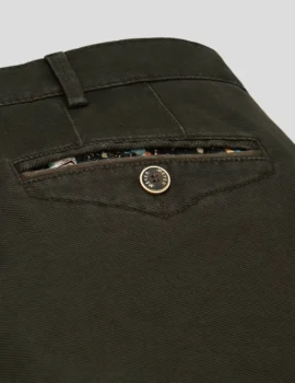 Meyer Laurel Green Fine Micro Stretch Cotton Autumn Weight Trousers. Chicago Style